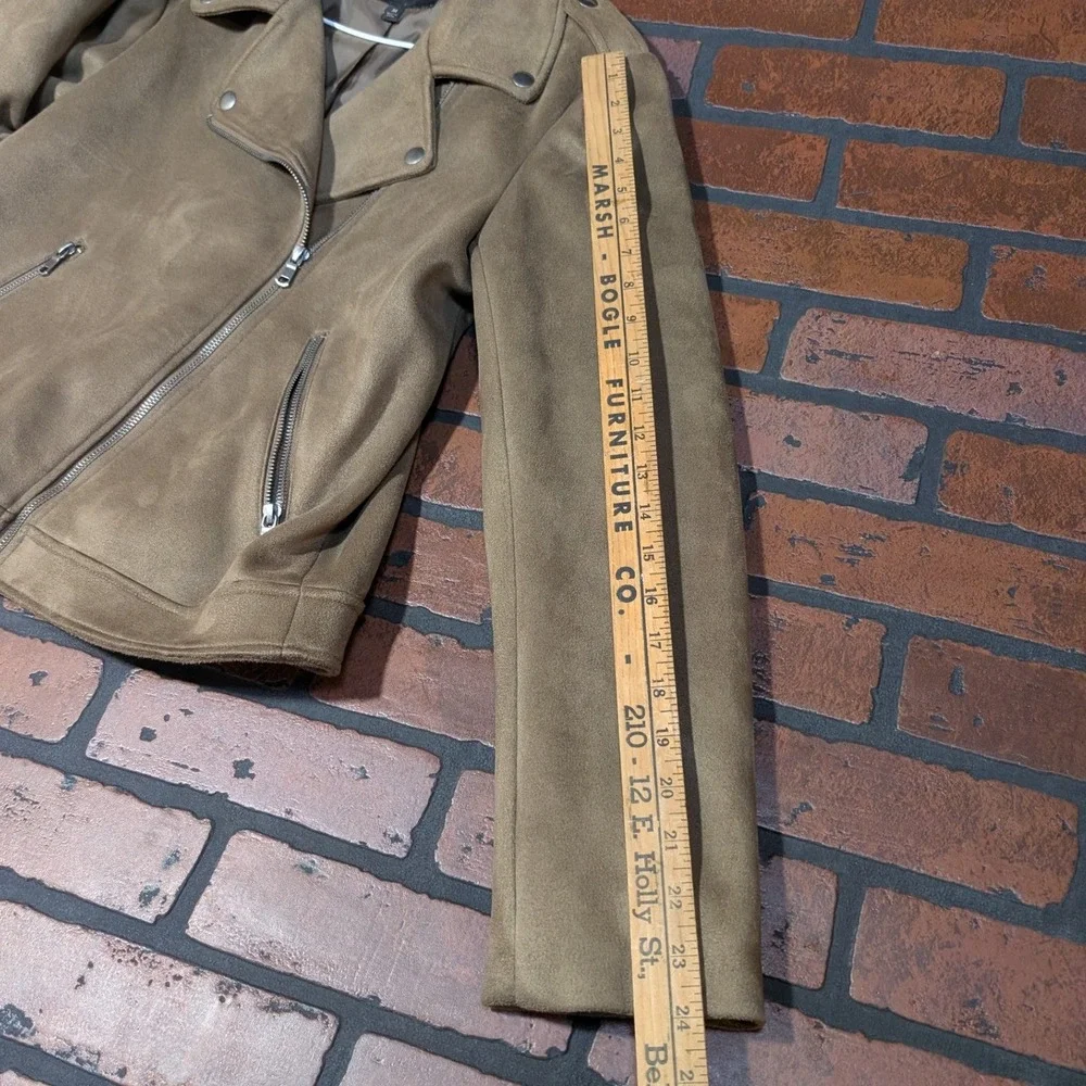 Banana Republic Vegan‎ Suede Moto Jacket Women's M Asymmetrical Zip Biker